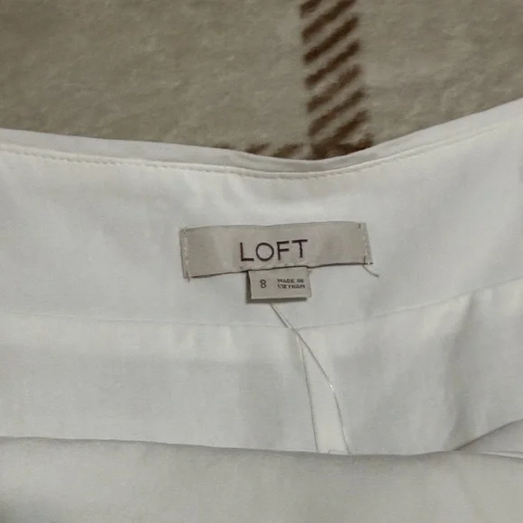 LOFT White Textured A-Line Skirt - Picture 3 of 5